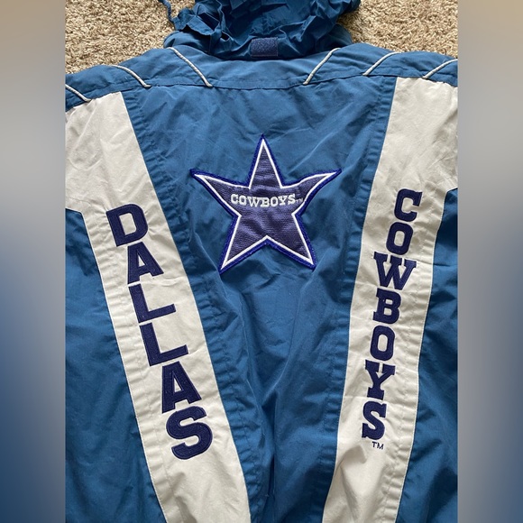 Vintage 90s Triple Fat Goose Dallas Cowboys NFL Blue Windbreaker Jacket Men's XL - Picture 11 of 13